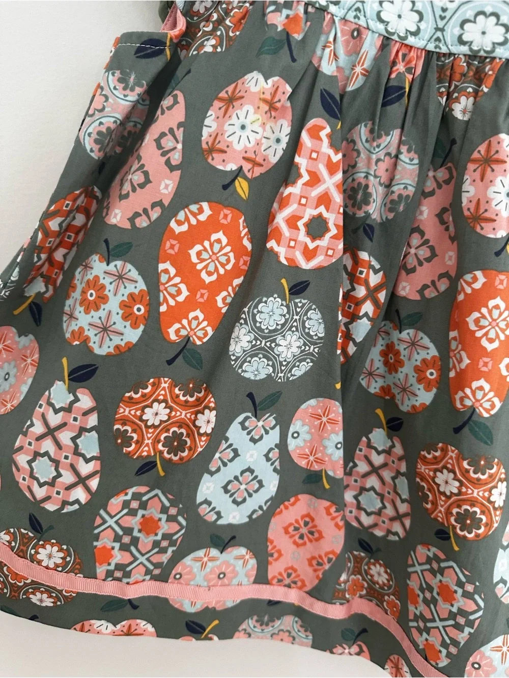Matilda Jane Green & Pink Patterned Apple Pear Print Flutter Top size 4